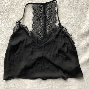 ADORABLE black lace tank top with open back